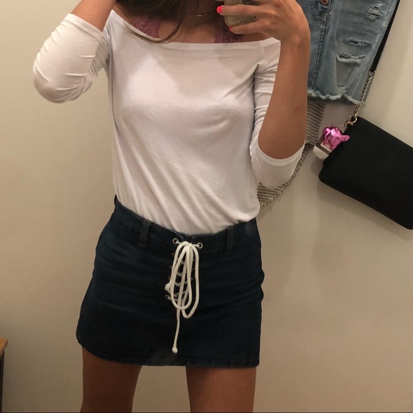 Lace up front denim miniskirt❤️ - Picture 6 of 6